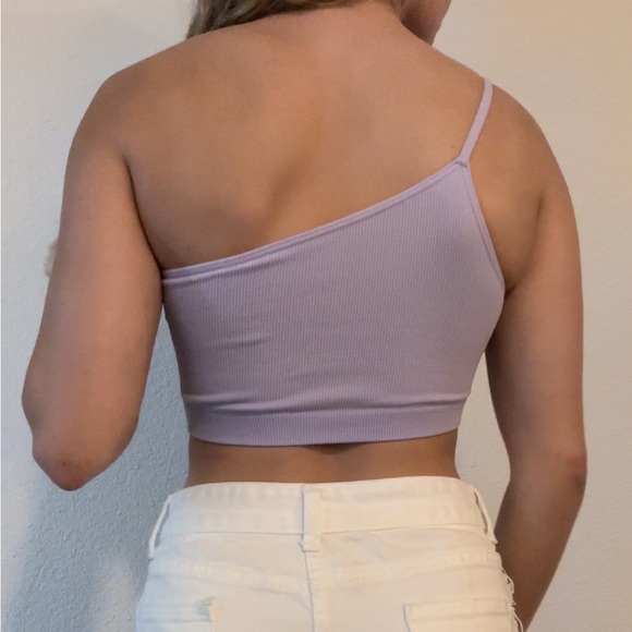 One shoulder ribbed crop top - Picture 2 of 2